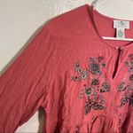 OSO Casuals Peplum Top Pink Embroidered Floral Size M Photo 7