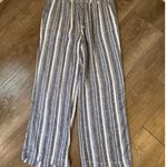 Briggs New York  Gray and White Wide Leg Pants Large Linen Beach Photo 2