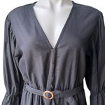 ELF Peony Black Linen Midi Dress, Sz XXL Photo 9