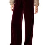 Faherty ππ Vintage Silk Velvet Genevieve Pant Wide Leg Maroon Banner Large NWT Photo 5