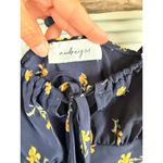 Audrey 3+1 Floral Mini Dress Navy Yellow Tie Front Sleeveless Summer Casual XS Photo 3