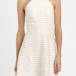 Parker Karmen Lace Trim Silk Dress in Off-White Cream Size S Photo 11