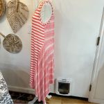 SUNDANCE Catalog Coral Mix Striped Linen Jersey Hanky Hem CALPURNIA Dress Sz L Pink Size L Photo 3