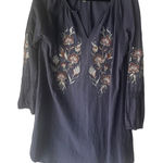 cupio  Women's Size Medium Blue‎ Peasant Embroidered Boho Mini Dress Photo 0