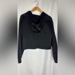 Forever 21 Black Cropped Hoodie with Front Pocket zipper pull long sleeve Small Photo 3