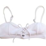 🔃White Ribbed Bikini Swimsuit Top Size M Photo 0