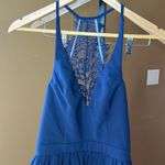 Maniju  Navy Blue Dress w/ Lace Back Size Small Photo 1