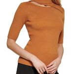 DKNY Ribbed Cut Out Turtleneck Top in Brown - FREE SHIP Photo 0