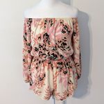 Audrey 3+1 Audrey 3Plus1 Pink Floral Romper Size Small Boho Floral Short Romper Photo 4