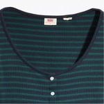 Levi's Levi’s Women’s LONG SLEEVE BRITT SNAP FRONT TOP Green and Navy Stripes Size XL Photo 1
