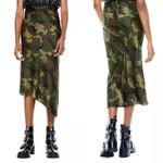 Alice + Olivia  Maeve Silk Camo Asymmetric Midi Slip Skirt Photo 2