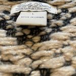 Lucky Brand EUC Black Tan Wrap crochet Cardigan Diamond Pattern Gold Thread, L Photo 2