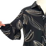 Chico's  Leaf Print Shirt Dress Black Beige Size 8 US Photo 3