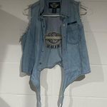 Harley Davidson denim snap button cropped tank medium Photo 1
