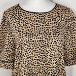 Loft Leopard Print Puffy Sleeve Blouse Size Large Tan and Black Leopard Top Photo 1