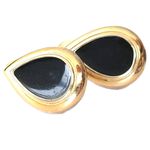 Vintage Gold Tone Black Teardrop Clip Photo 0