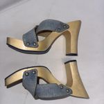 Tommy Hilfiger Vintage  Y2K 90s Studded Wooden Block Denim Heels Size 6M Photo 6