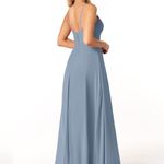 Azazie Dusty Blue Moira Spaghetti Strap Sundress for Weddings Photo 3
