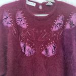 Creatore Dark Purple Maroon Angora Lambswool Blend Feminine Embroidered Beaded M Size M Photo 9