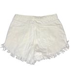 Wild Fable  Women Small High Rise White Denim Cutoff Shorts Button Fly Fringe Hem Photo 4