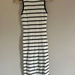 NWT Commense Striped Knit Midi Dress with Front Buttons and Slit Detail XS Old Money Multiple Photo 2