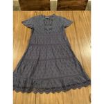 Sundance  Tiered eyelet cotton scallop hem boho short sleeve blue mini dress xs Photo 10