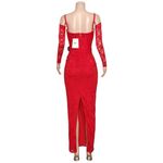Nookie Lene Lace Maxi Dress W/ Gloves, Red, Small Photo 12