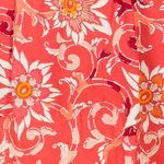Loft Ann Taylor  Tropical Floral Coral Pink Linen Pleated Full Skirt Size Large L Photo 4