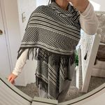 Forever 21 Gray Stripe Knit Vest with Fringe / Grey & white light weight cape wrap Photo 3