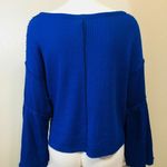 Free People XS Women's Shirt V-neck Blue 3/4s Photo 3