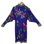 Leonard Fashion Silk Floral Mock Neck Dress Orchid Print Batwing Sleeves Women S Photo 8