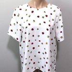 Modcloth Lady Bug Swarm High Low Print Shirt White Photo 0
