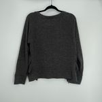 ZARA  Womens Cabin Core Long Sleeve Ruffled Grey Crew Neck Cut‎ Out Sweater Sm Photo 4