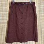 Classique Works Vintage Purple Red Tweed Wool Belted Midi Button Up Skirt Size undefined Photo 0
