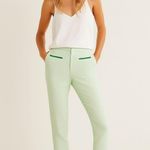 ZARA  Cropped Flat Front Crepe Pants Pastel Green Textured sz Large Photo 0