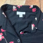 J.Jill  | Pima Cotton Modal Blend Black Floral Pockets Shirt Dress Sz M Petite Photo 2