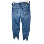 American Eagle Slim Straight Jeans Distressed Ripped Raw Hem Size 12 Blue Photo 4