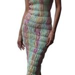 Roberta Einer Rainbow Bodycon Midi Dress Pastel Sheer Medium Large 10 Photo 0