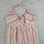 Old Navy Halter Dress Womens M Multicolor Striped Baby Doll Smocked Cinch Maxi Photo 15