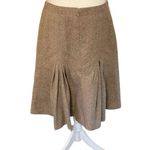 Nina Ricci Wool Tweed Pencil Skirt With Pin Tuck Detail Sz 10 Tan Photo 1