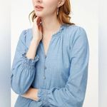J.Crew NEW  Chambray ruffle mini denim jean‎ dress, size 0 Photo 2