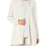 Eileen Fisher  Cardigan Ecru Organic Cotton Speckle High Collar Knit Sz L EUC Photo 0