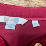 Boden Nadine Babydoll Henley Velvet Trimmed Long Sleeve Top‎ Women’s Size 2 Red Photo 3