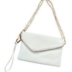 White Convertible Clutch Crossbody Bag Gold Chain Strap‎ Wristlet Purse Photo 0