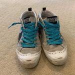 Golden Goose  Gray and White Sneakers with Blue Laces Photo 0