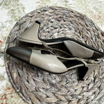Bruno Magli Taupe &‎ Pewter Italian Leather Slingback Pump Size 8 Photo 6