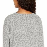 Heather Gray Leopard Print Plush Knit Sweatshirt Size M Photo 3