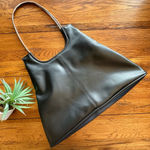 Black Vegan Leather Hobo Bag Metal Shoulder Handles Photo 0