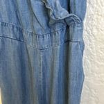 Michael Stars Anthropologie  Denim ruffled open shoulder jumpsuit‎ size small Photo 6