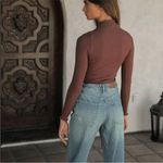 Bohme  Medium ribbed long sleeved mock neck shirt in Tan / brown Photo 1